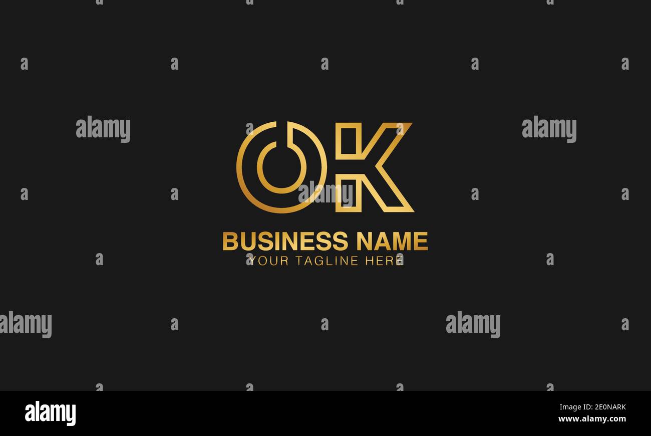 OK O K initial based letter typography logo design vector Stock Vector
