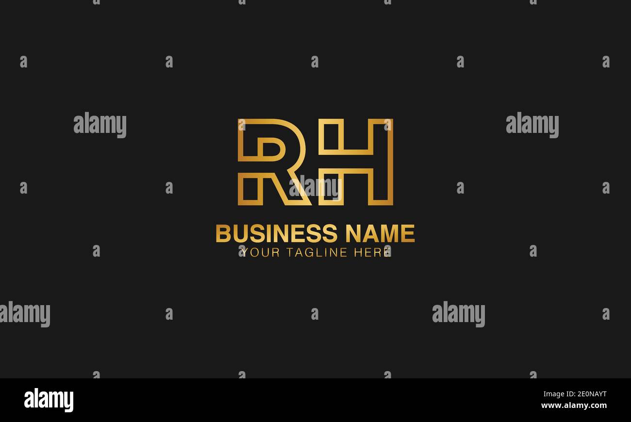 RH R H initial based letter typography logo design vector Stock Vector