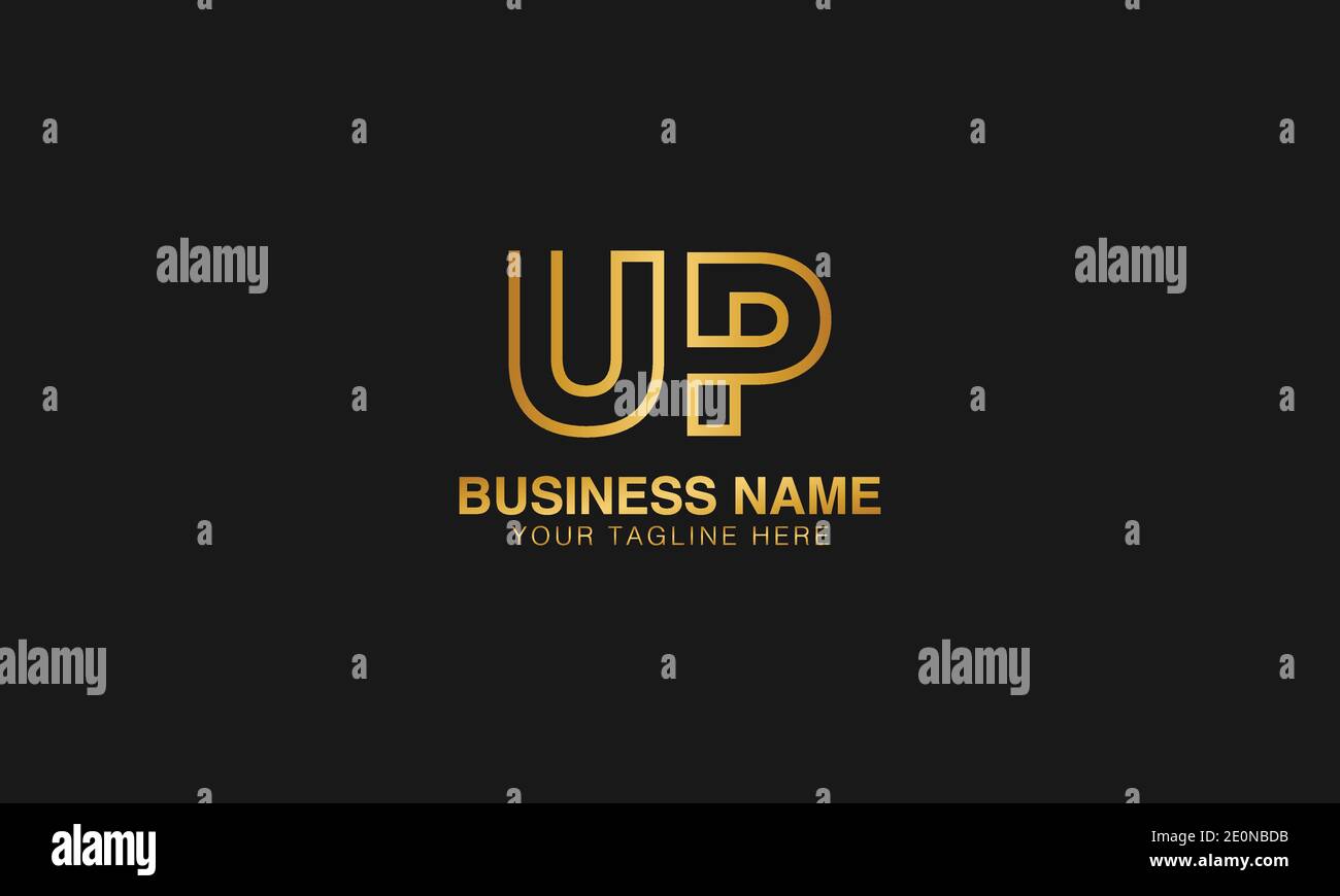 UP U P initial based letter typography logo design vector Stock Vector