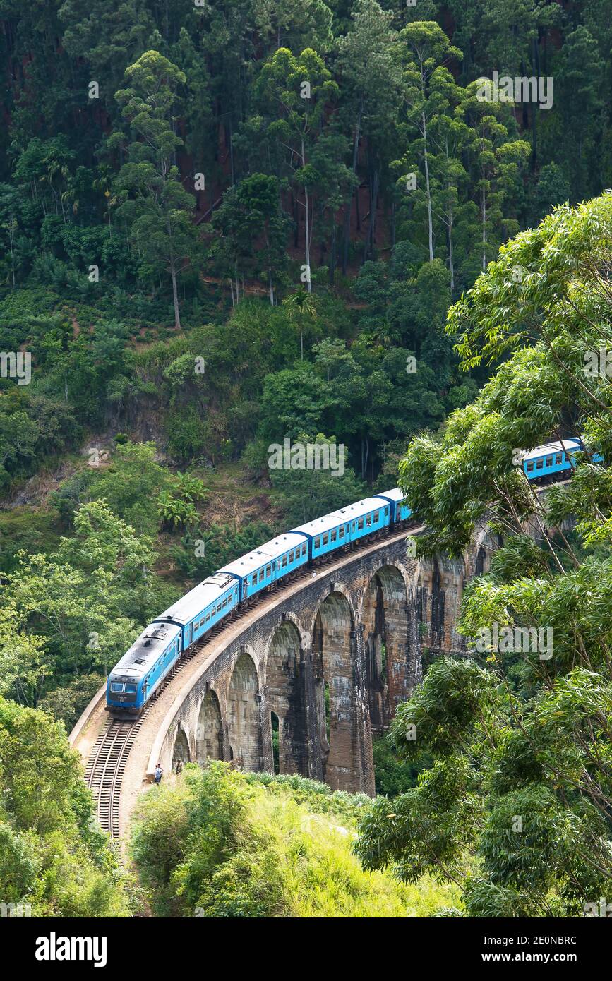 The Nine Arches Bridge in Ella is a very famous viaduct in the highlands of Sri Lanka. Stock Photo