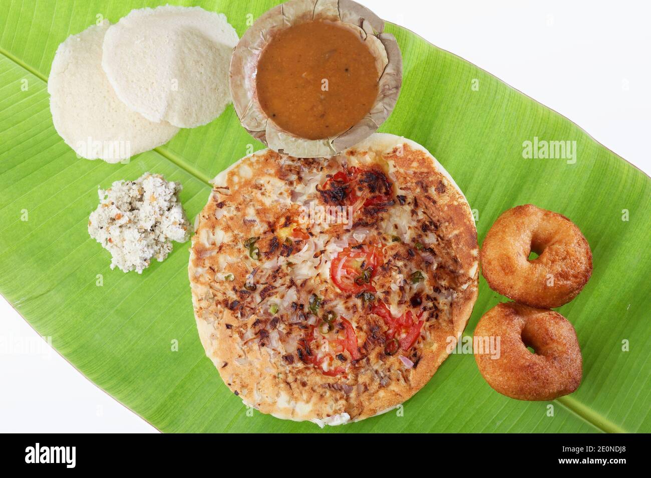 Uttapam, Traditional South Indian Breakfast with sambar and coconut