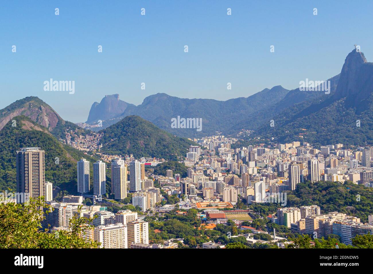 Scenic view down to the City of Rio de Janeiro in Brazil Stock Photo