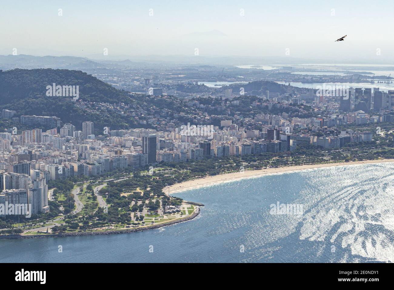 Scenic view down to the City of Rio de Janeiro in Brazil Stock Photo