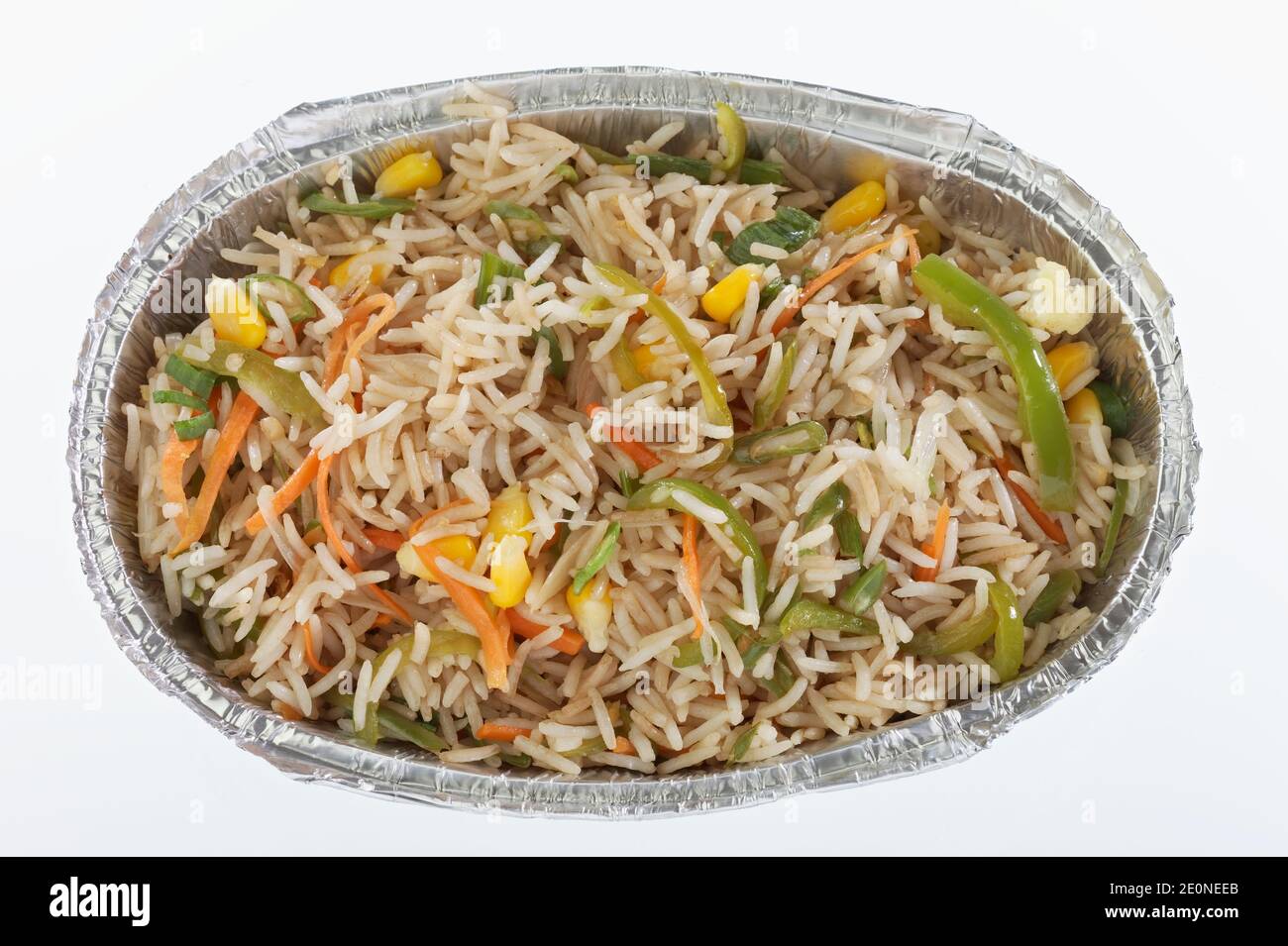 Chinese fried rice in a metal foil tray Stock Photo Alamy