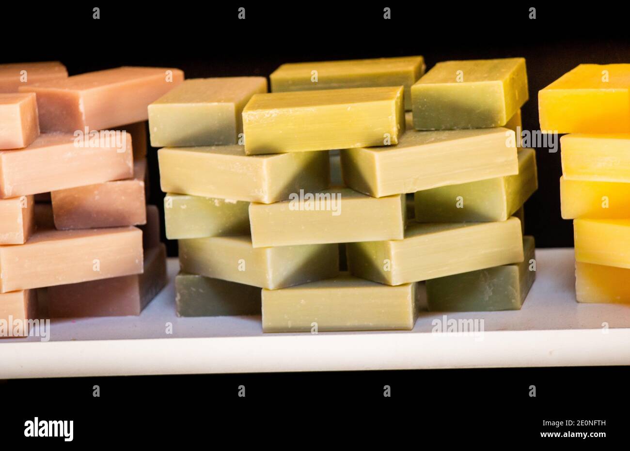 multicolored Ecofriendly exfoliating bars of soap for hair and body