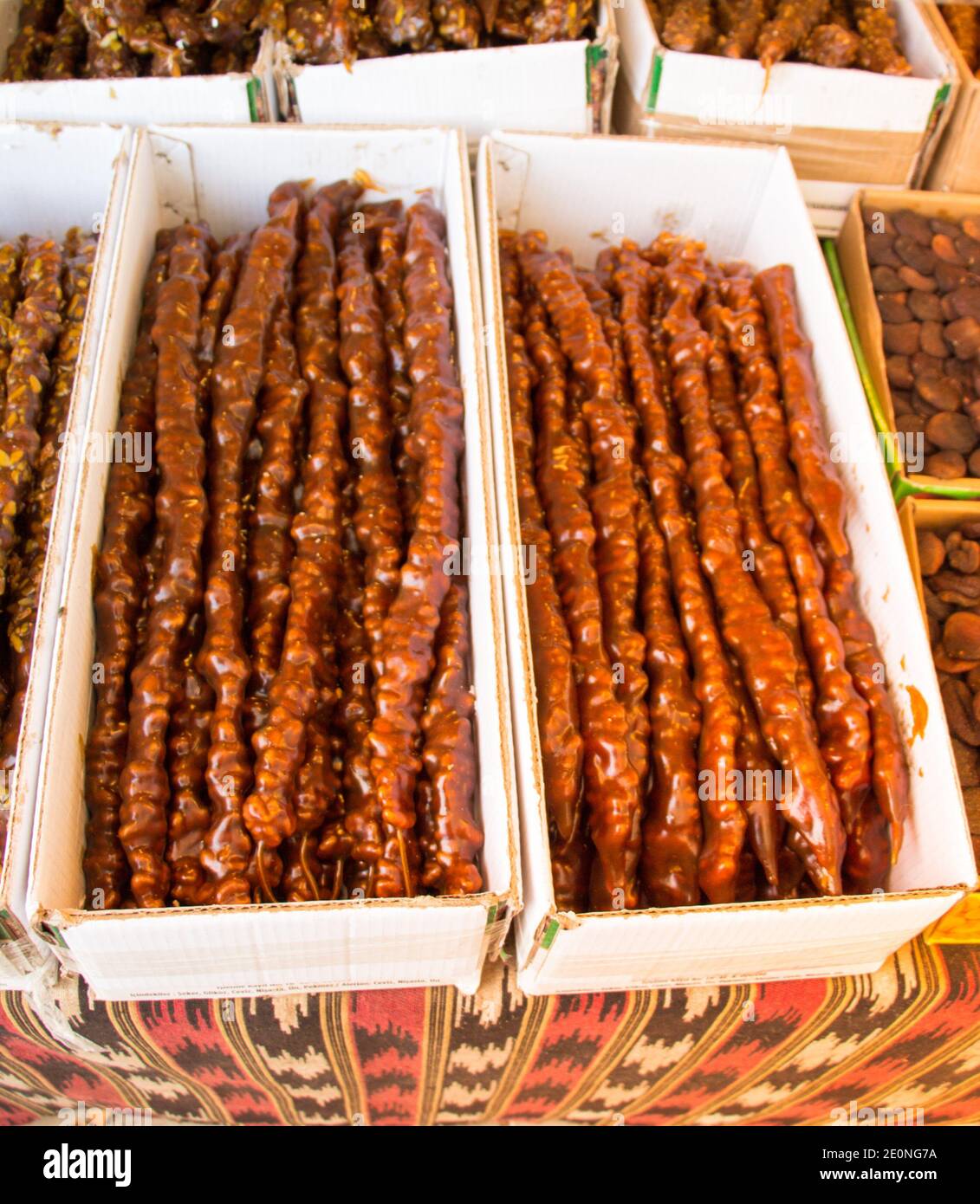 Turkish style dried fruit pulp as snack food. Stock Photo
