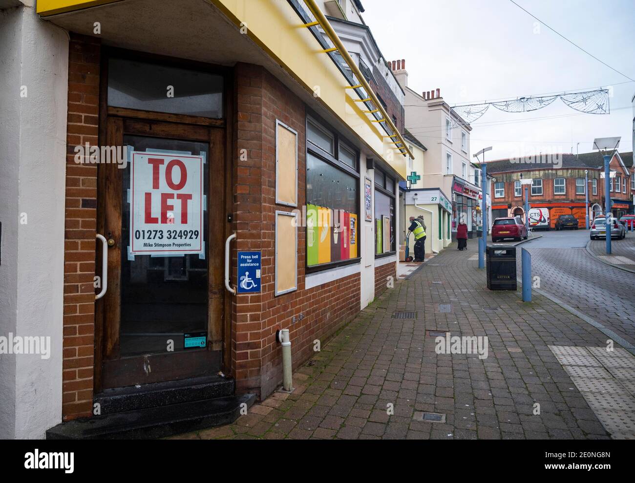 Newhaven East Sussex , England , UK - Empty looking Newhaven High Street . Stock Photo