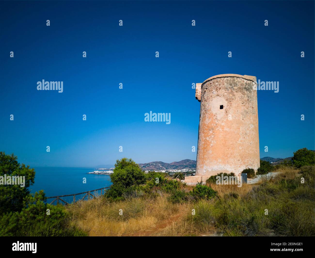 The 16th century ‘Torre de Maro’ Watchtower, near Maro, Nerja Spain. Stock Photo