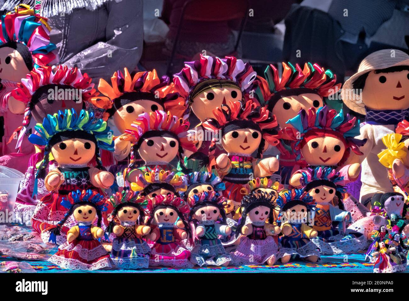 Traditional Mexican rag dolls (muñecas de trapo), Bernal, Queretaro, Mexico. Stock Photo