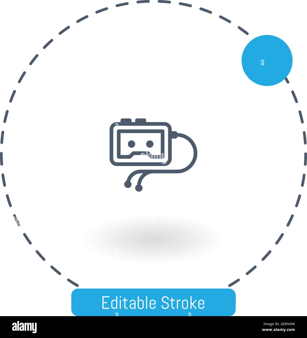 walkman vector icon editable stroke outline icons for web and mobile Stock Vector