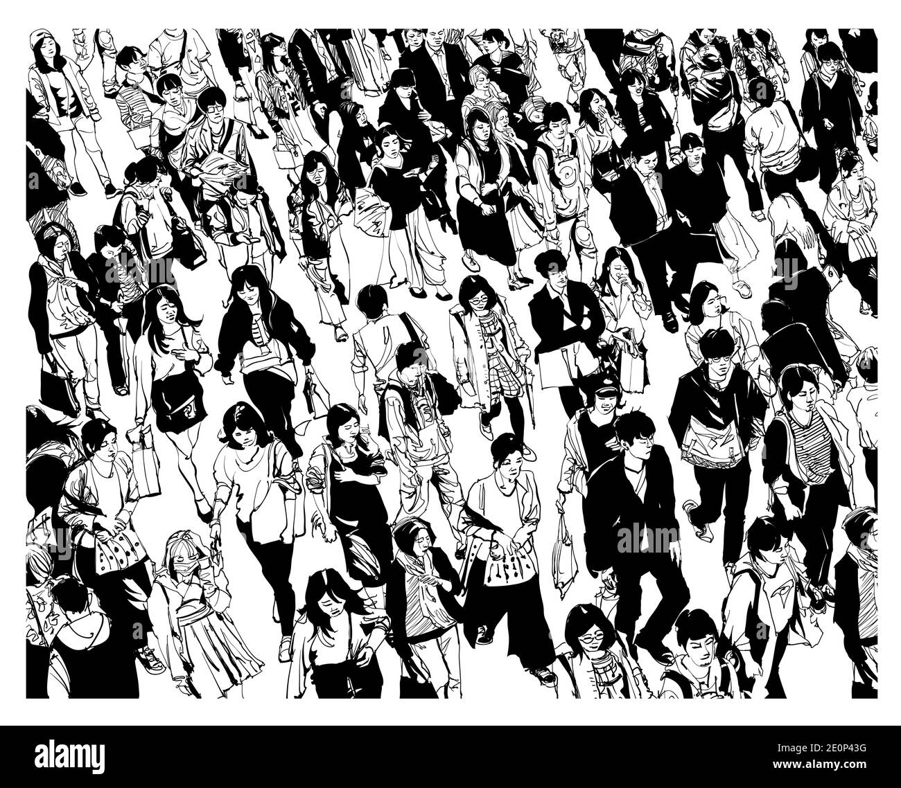 Pedestrians walking at Shibuya Crossing. - vector illustration Stock Vector