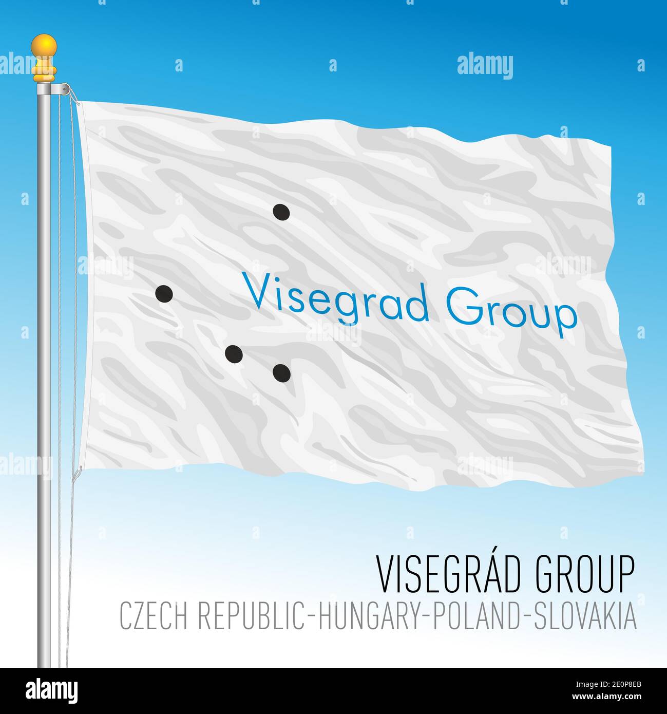 Visegrad Group flag and symbols, Poland, Czech Republic, Slovakia, Hungary, vector illustration Stock Vector