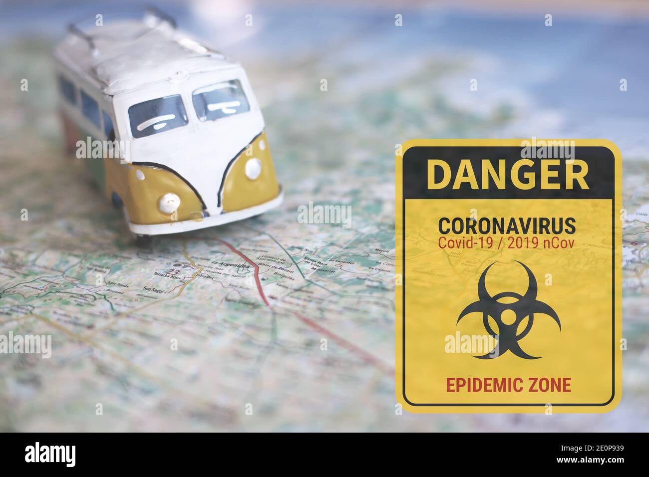 Tourism travel danger with Coronavirus, danger of travel concept risky travel due to coronavirus Stock Photo