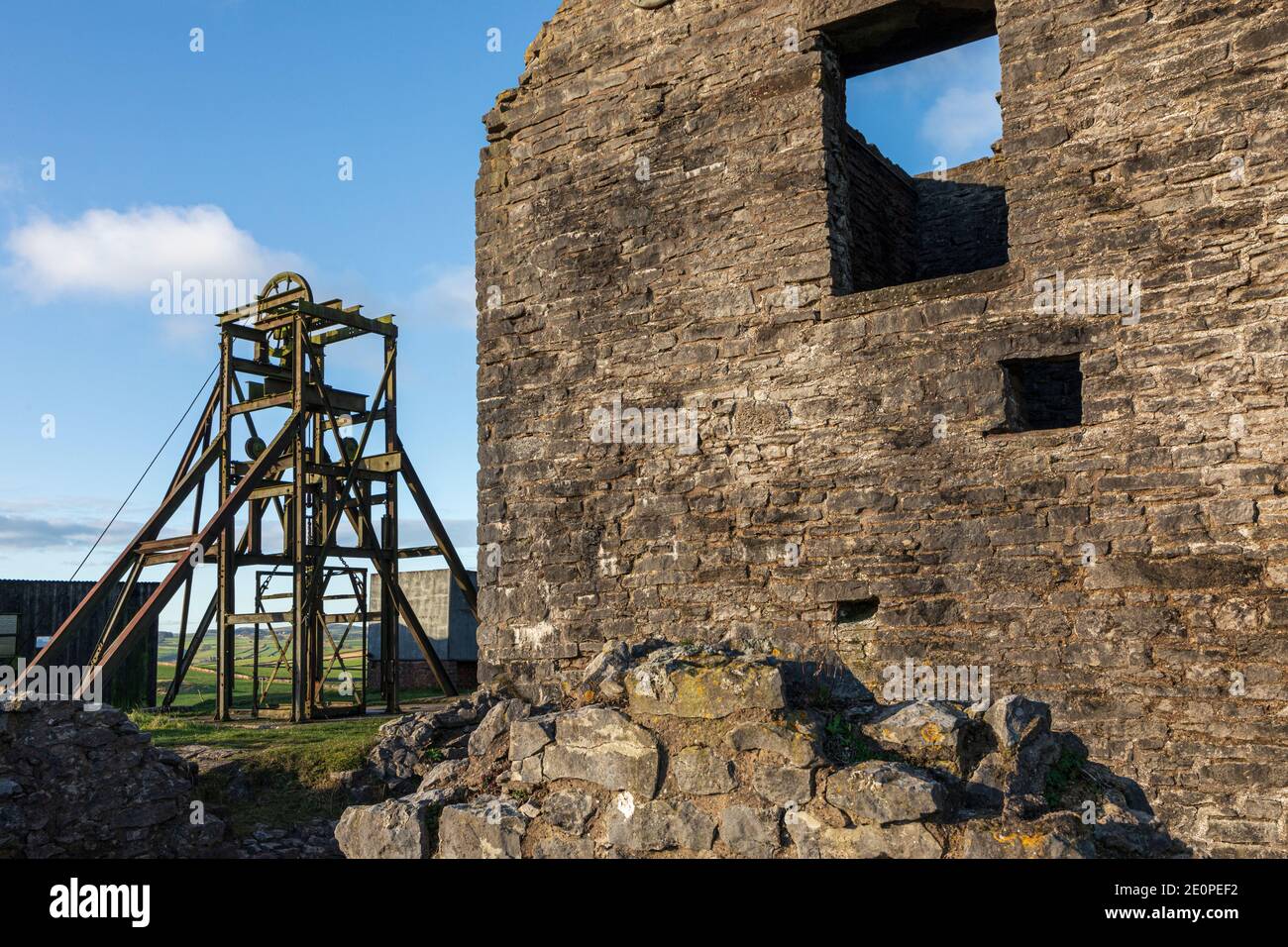 An old lead mine - Magpie Mine - at Sheldon in the Peak District National Park, Derbyshire Stock Photo