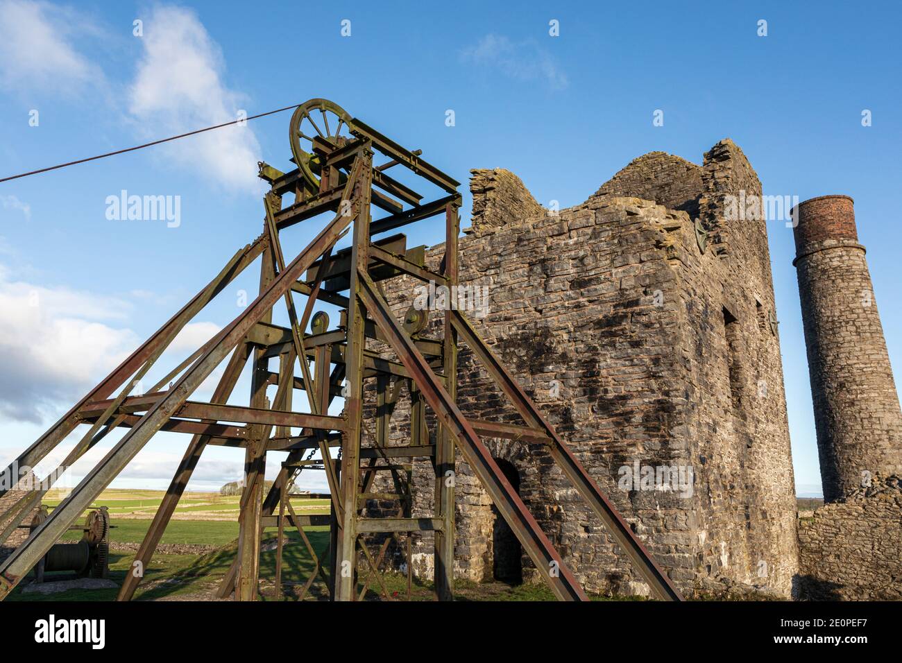 An old lead mine - Magpie Mine - at Sheldon in the Peak District National Park, Derbyshire Stock Photo