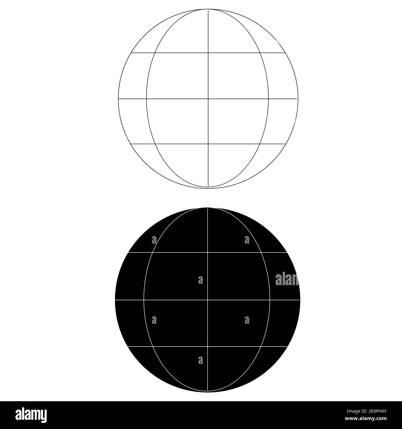 Black and white line earth globe icon isolated Stock Vector Image & Art ...