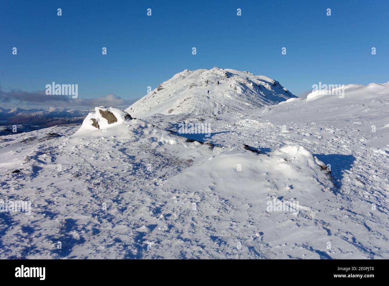 Ben Ledi, near Callander seen with the winter snow during January 2021 Stock Photo