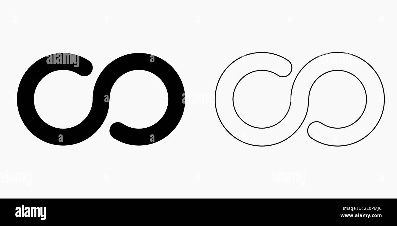Infinity symbol icon vector isolated illustration, black and white ...