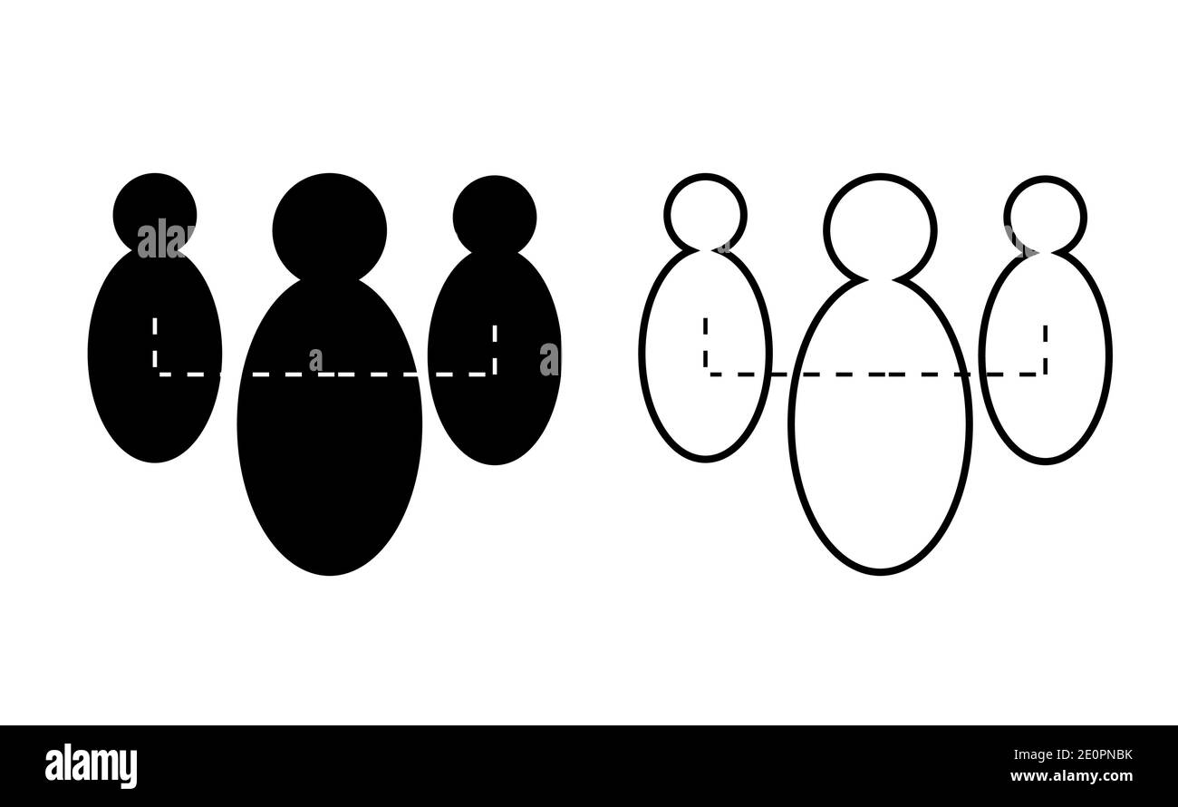 People connection, team linear icon vector, black and white version ...