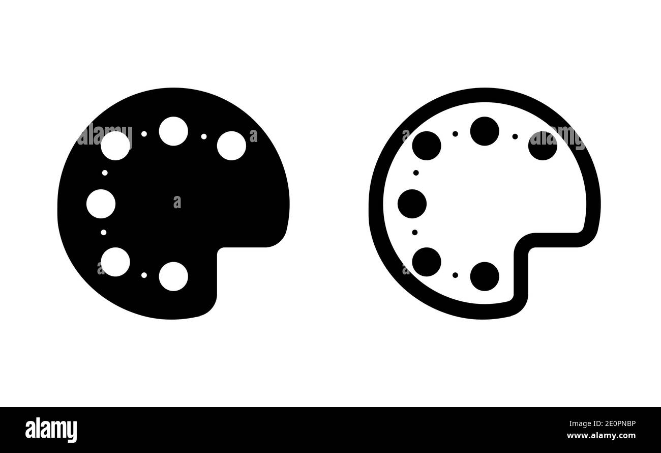 Paint palette linear icon vector, black and white version Stock Vector