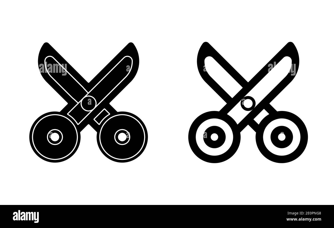 Scissor linear icon vector, black and white version Stock Vector
