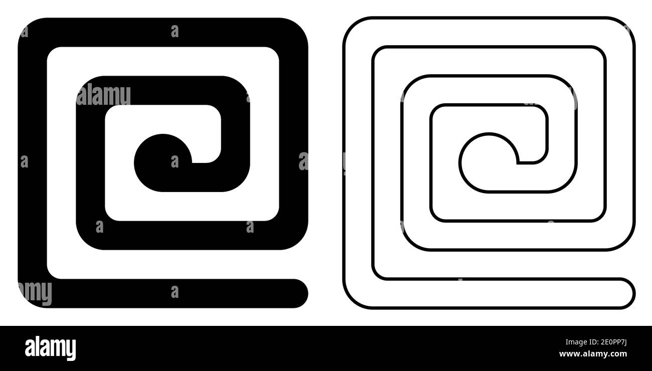Rectangle spiral icon vector isolated illustration, black and white version Stock Vector