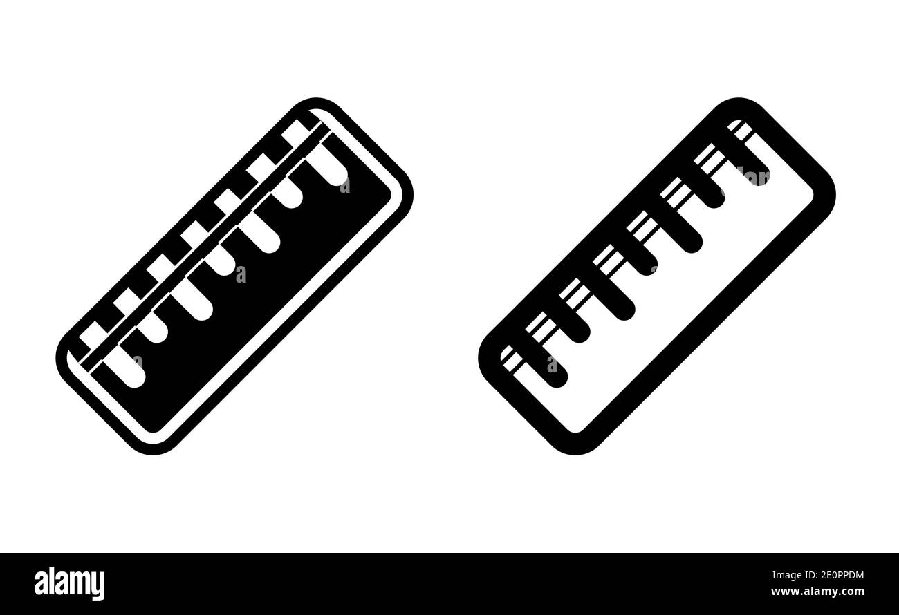 Ruler linear icon vector, black and white version Stock Vector Image