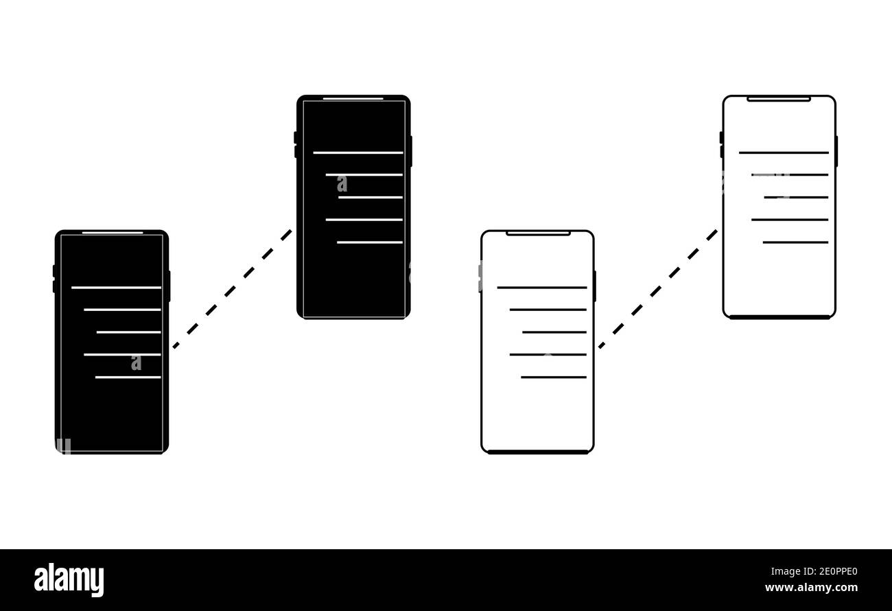 Smartphone connection linear icon vector, black and white version Stock Vector