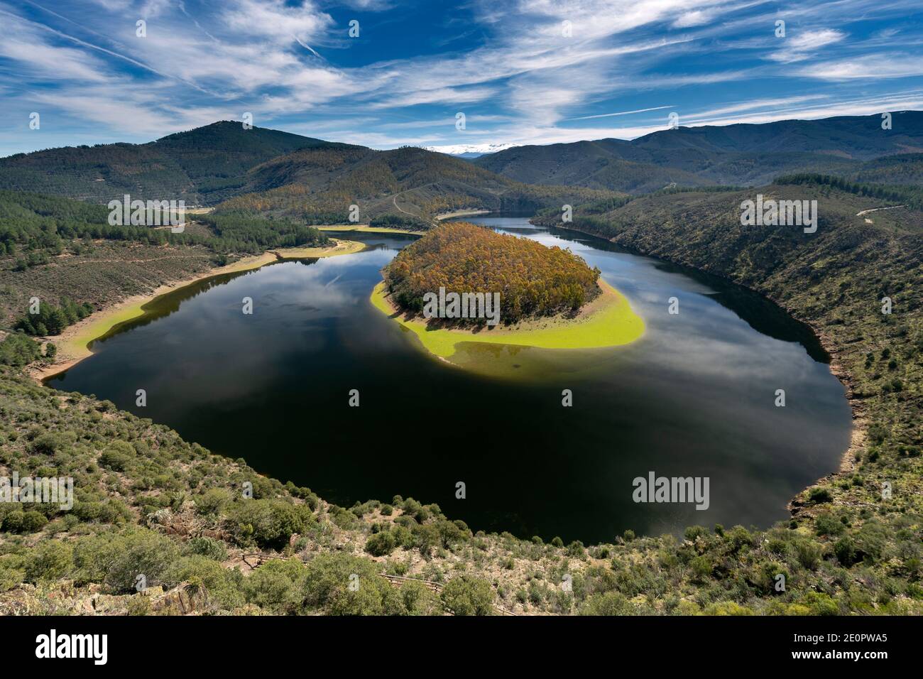 Melero meander, Alagon river at Las Hurdes region, Caceres, Spain Stock Photo