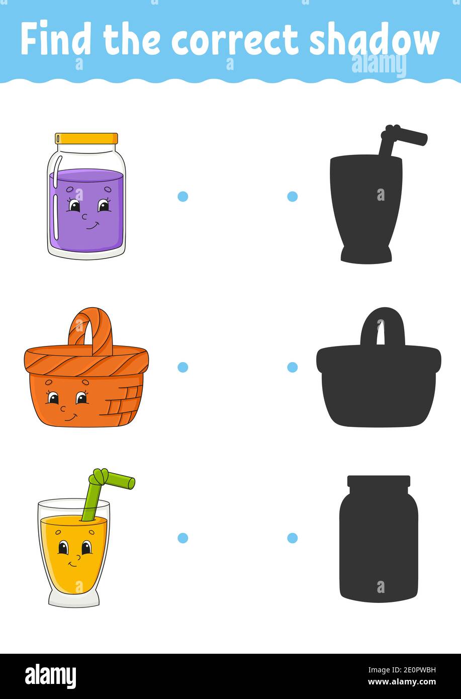 Find the correct shadow. Education developing worksheet. Matching game ...