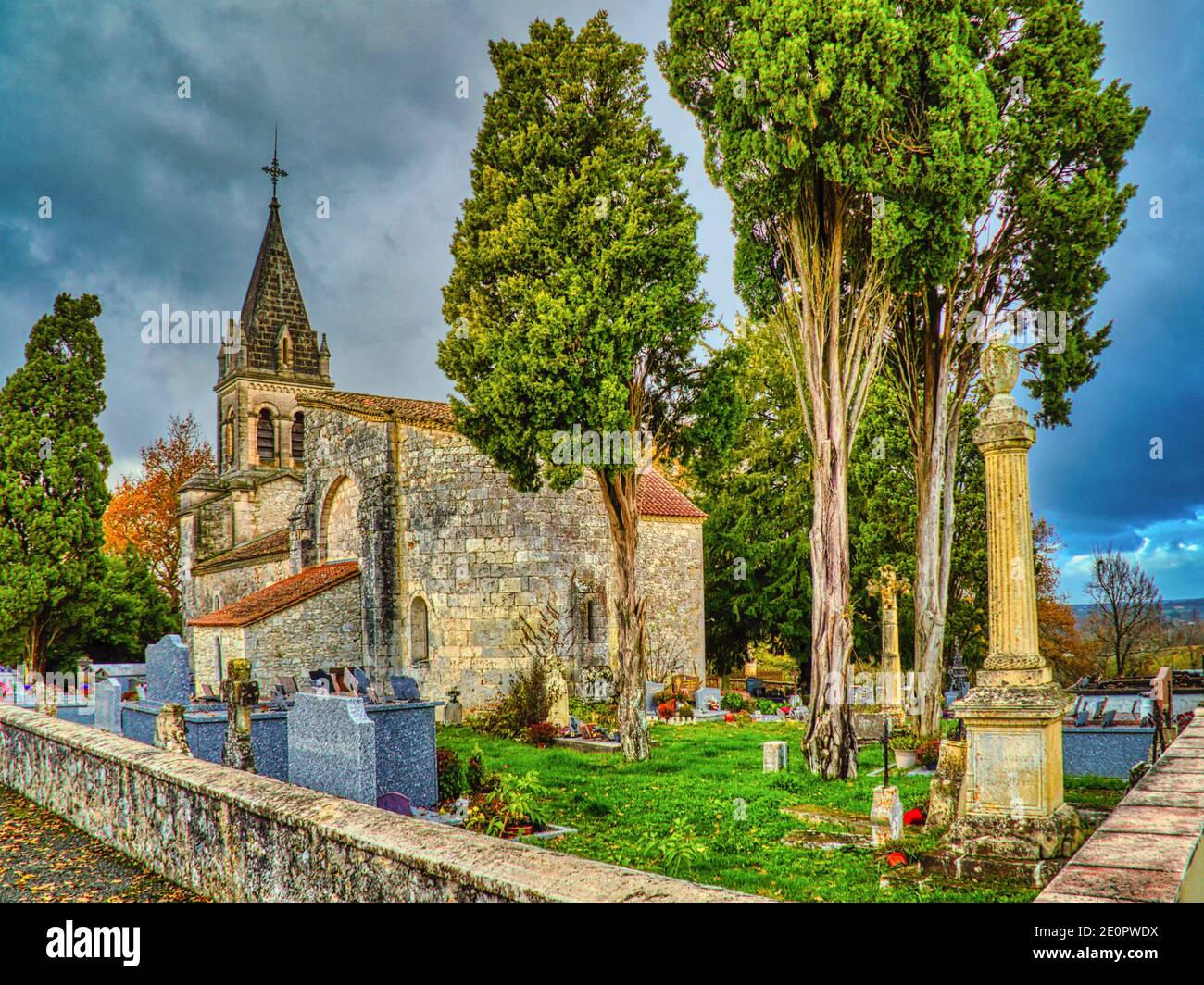 church and cemetery, Thenac, Dordogne Department, NouvelleAquitaine