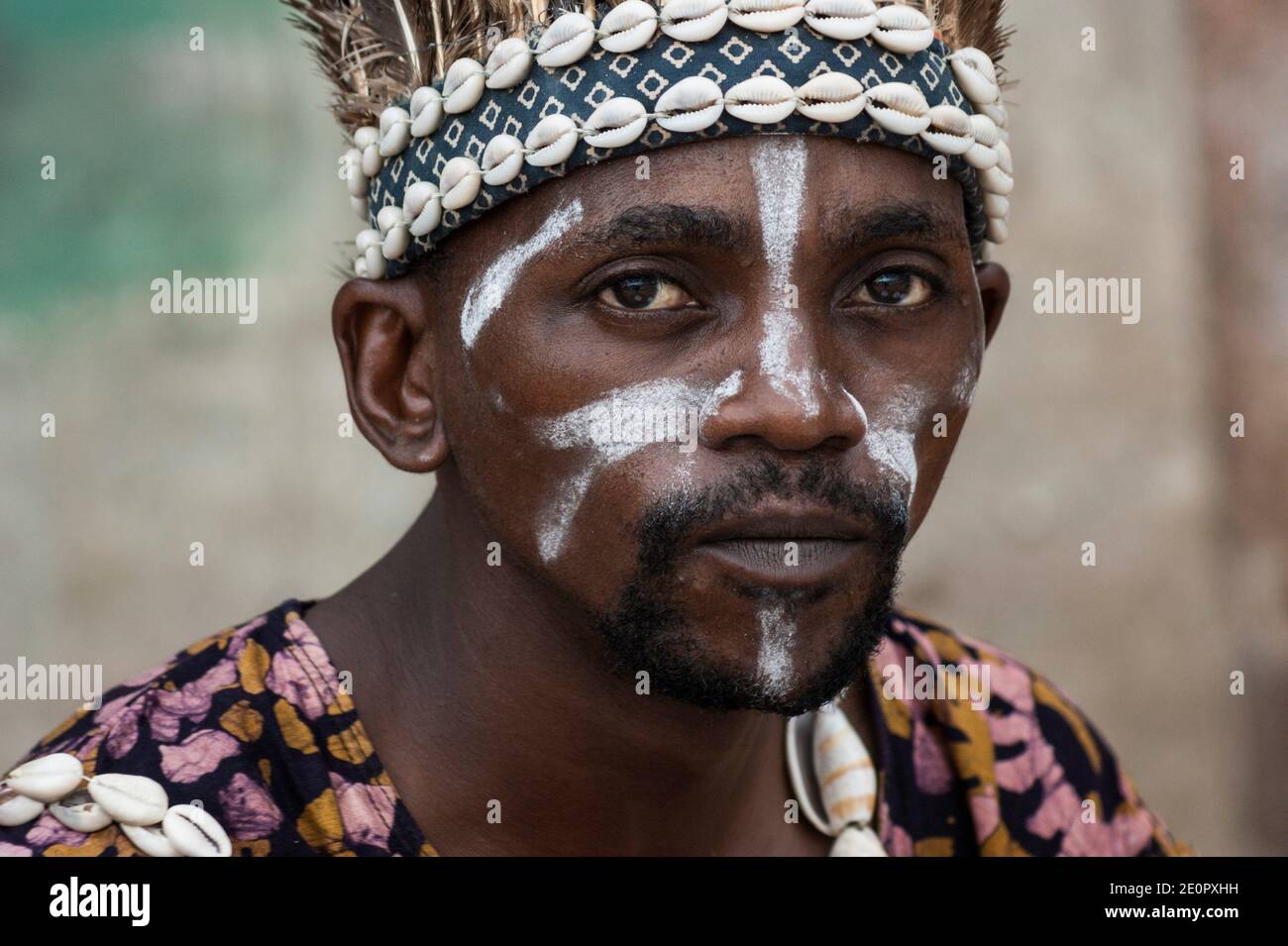 Portrait of a band troupe member greeting cruise ship arrivals at port