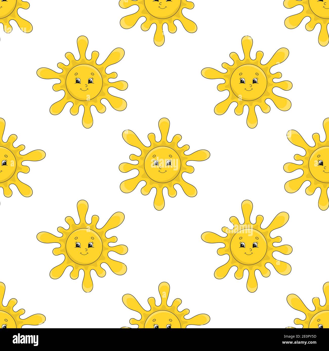 Colored seamless pattern with cute cartoon character. Simple flat ...