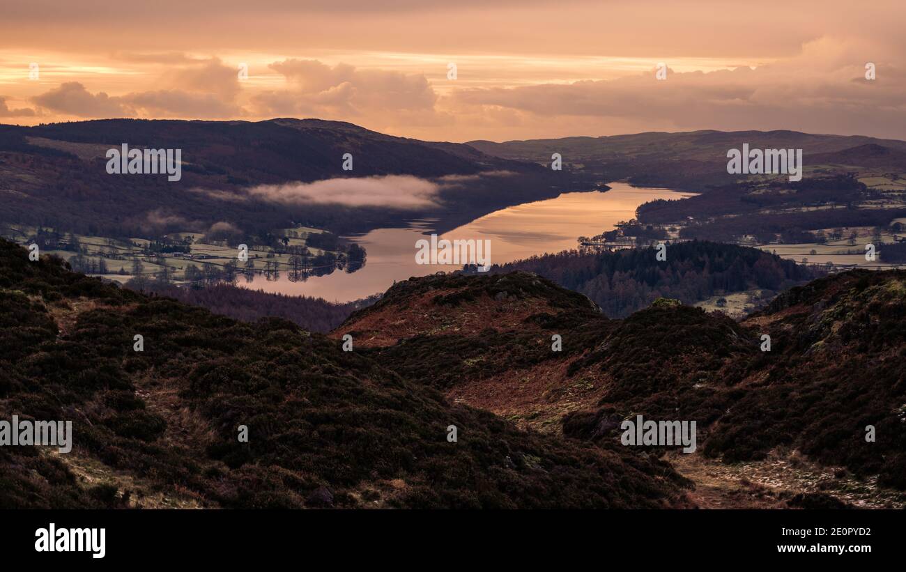 Coniston from Holme Fell, Lake District Stock Photo