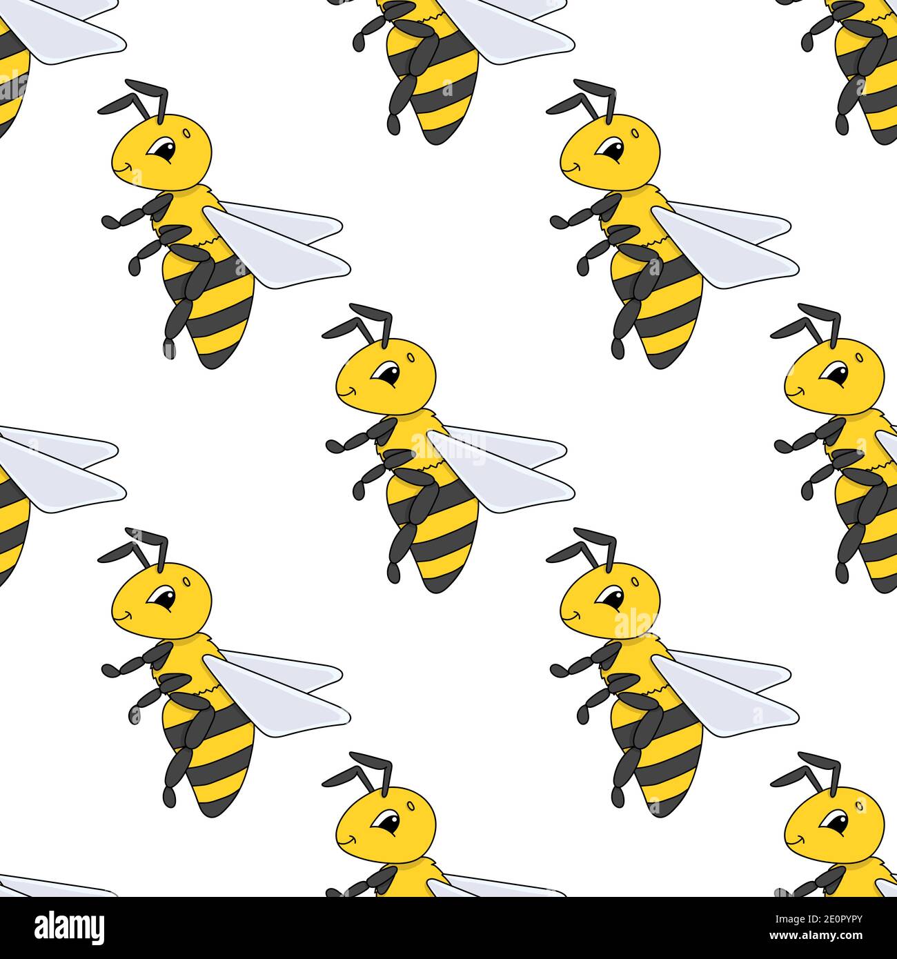 Colored seamless pattern with cute cartoon character. Simple flat ...