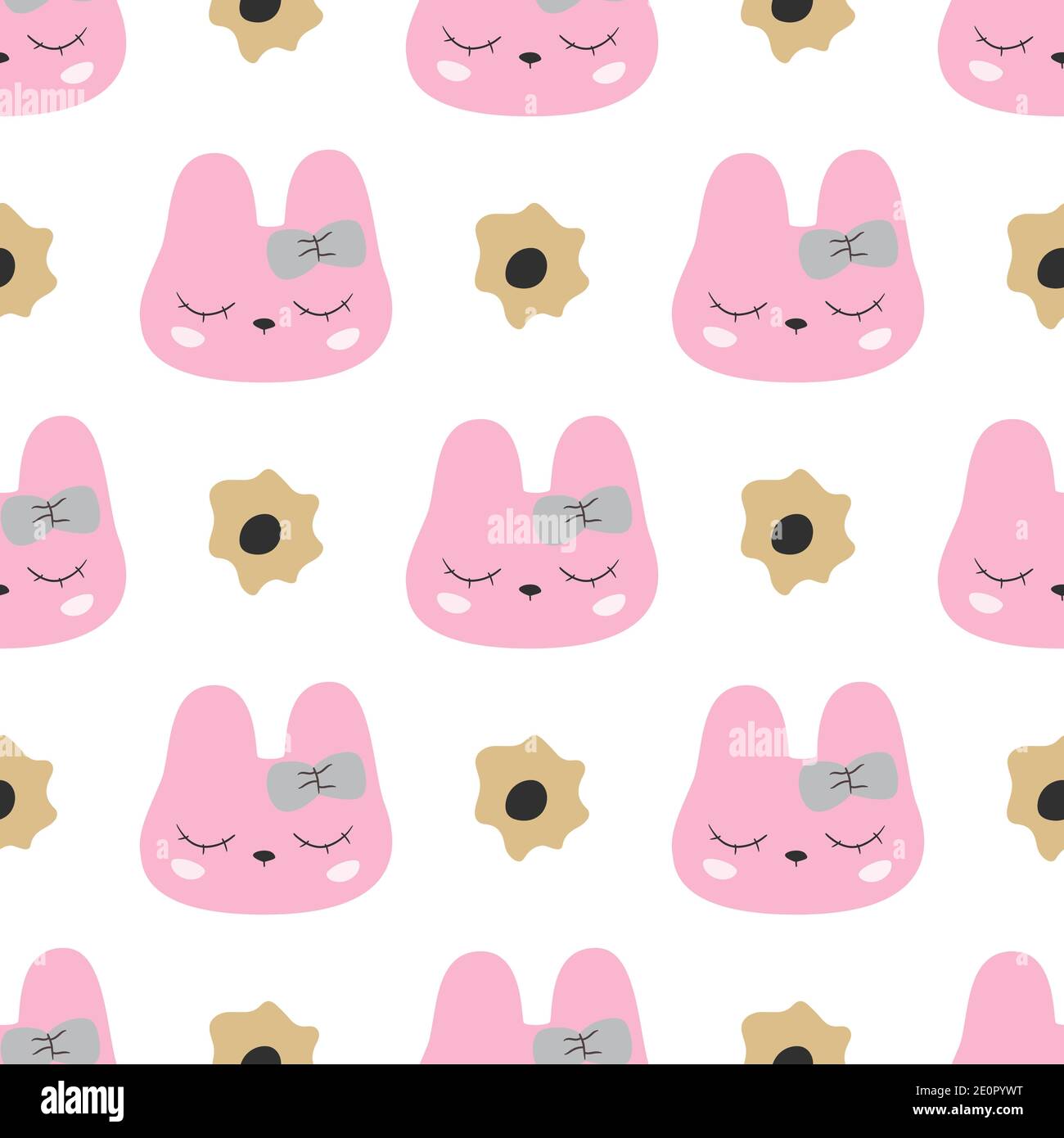 Bunny seamless pattern with flowers for kids. Vector illustration Stock ...