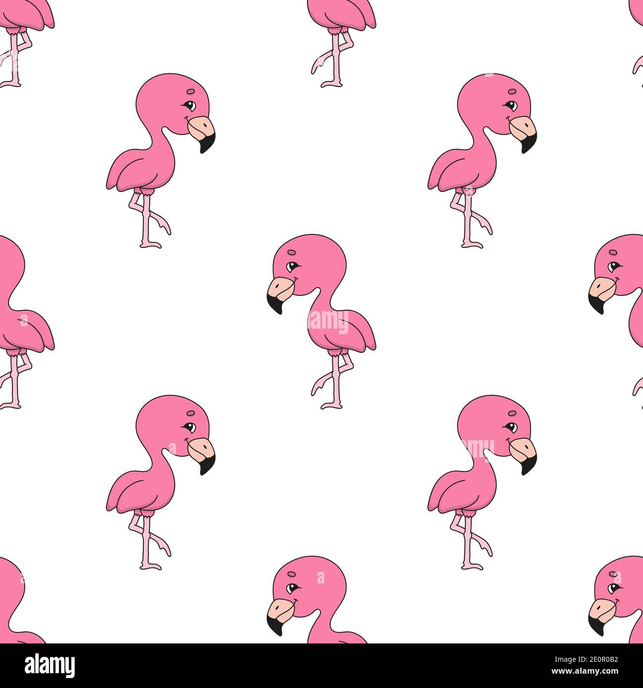 Colored seamless pattern with cute cartoon character. Simple flat ...