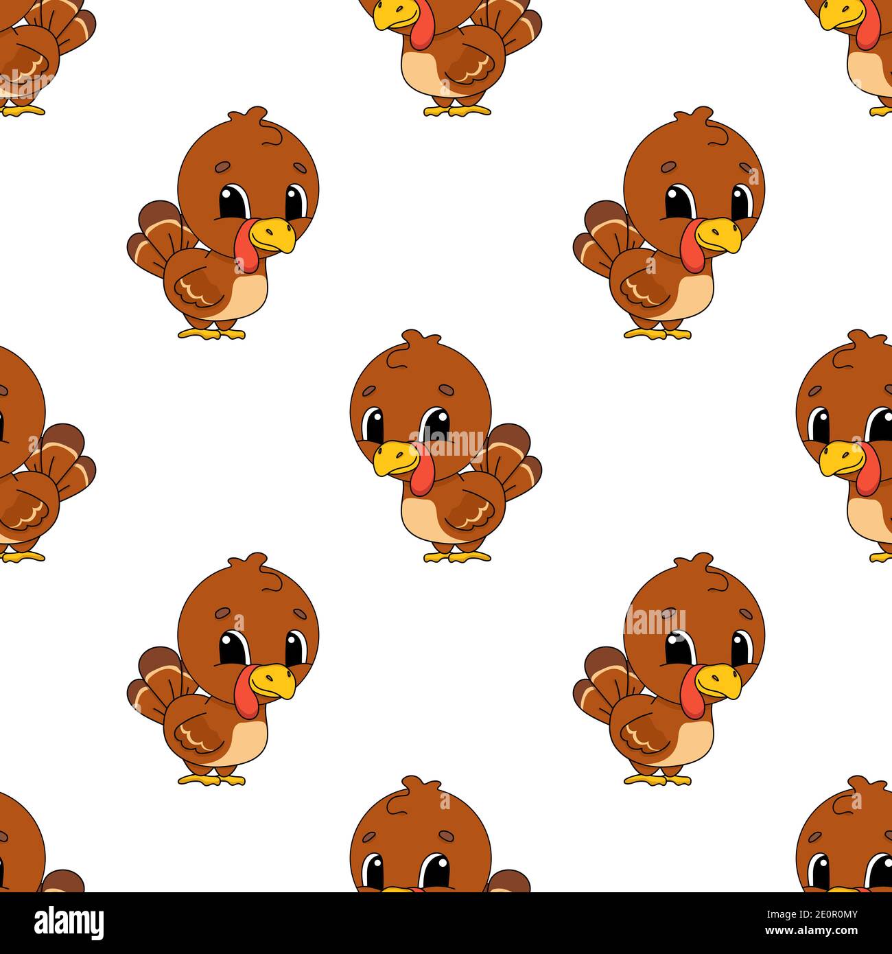 Colored seamless pattern with cute cartoon character. Simple flat ...