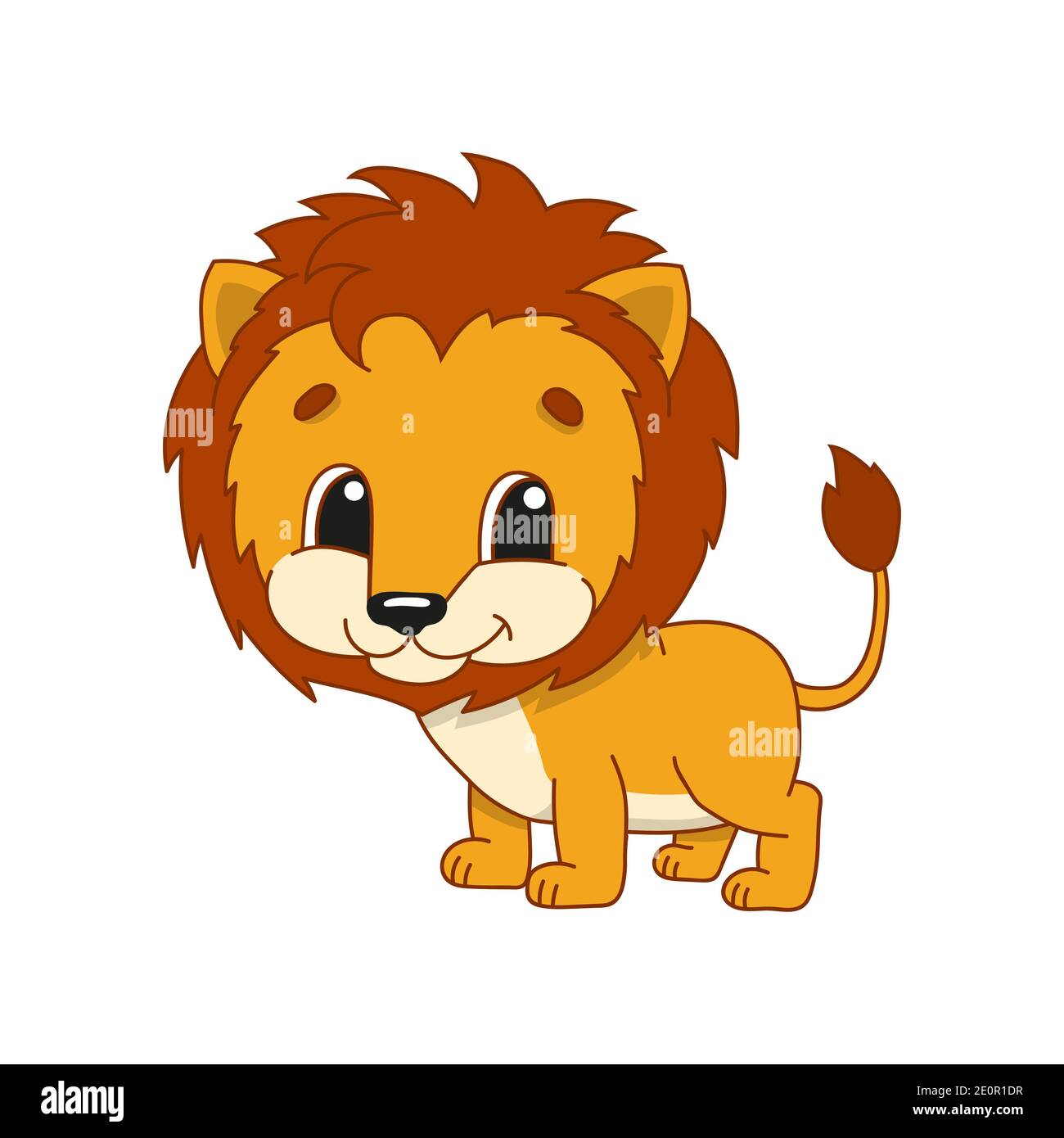 Shaggy lion. Cute character. Colorful vector illustration. Cartoon style. Isolated on white background. Design element. Template for your design, book Stock Vector