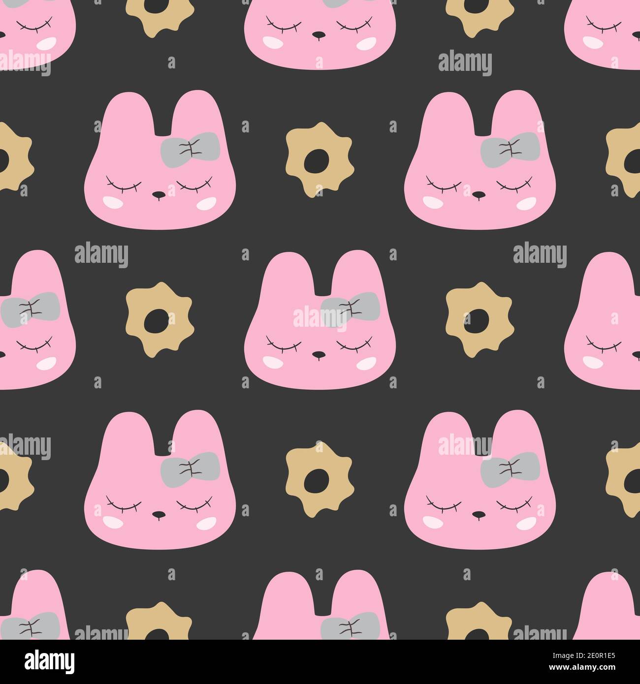 Bunny seamless pattern with flowers for kids. Vector illustration Stock ...