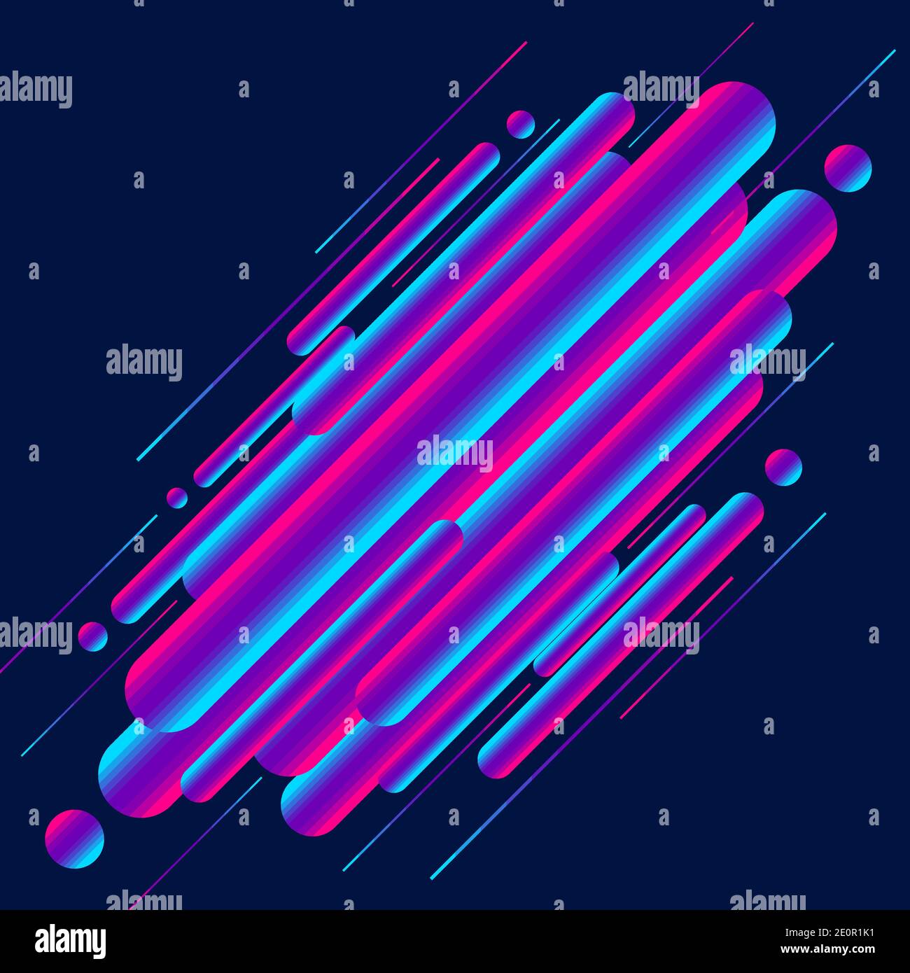 Abstract modern style 3d vibrant color rounded diagonal lines shapes on blue background. Geometric element. Vector illustration Stock Vector