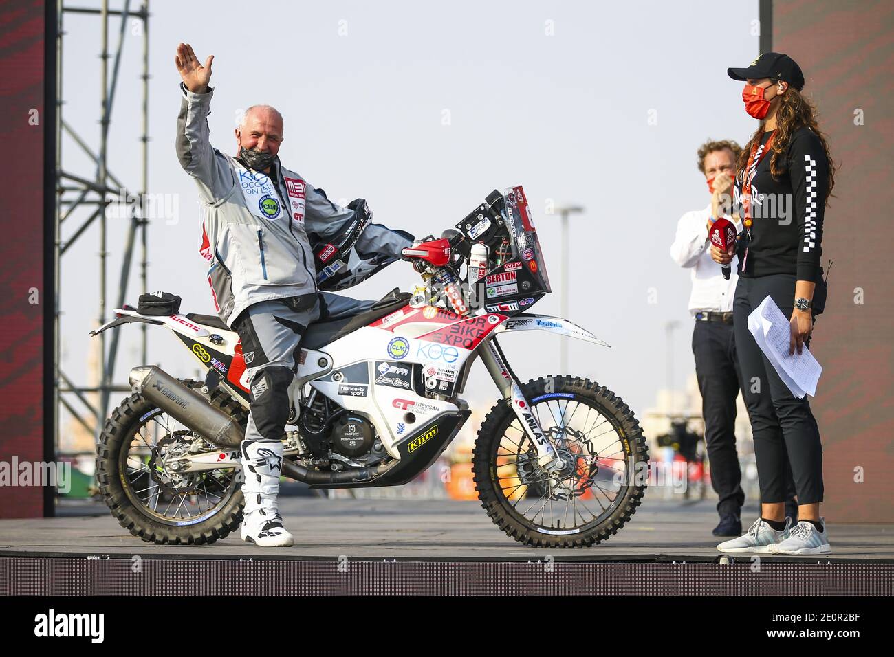 61 Dubois Norbert (fra), KTM, Aventure Moto 61, Moto, Bike, action during  the Dakar 2021Ã¢Â&#x80;Â&#x99;s Prologue and start podium ceremony in  Jeddah, Saudi Arabia on January 2, 2021 - Photo Julien Delfosse/DPPI/LM