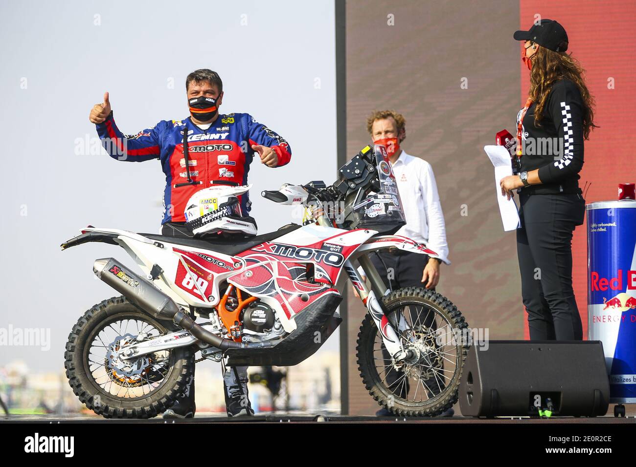 89 Saghmeister Gabor (srb), KTM, Saghmeister Team, Original by Motul, Moto,  Bike, action during the Dakar 2021Ã¢Â&#x80;Â&#x99;s Prologue and start  podium ceremony in Jeddah, Saudi Arabia on January 2, 2021 Photo