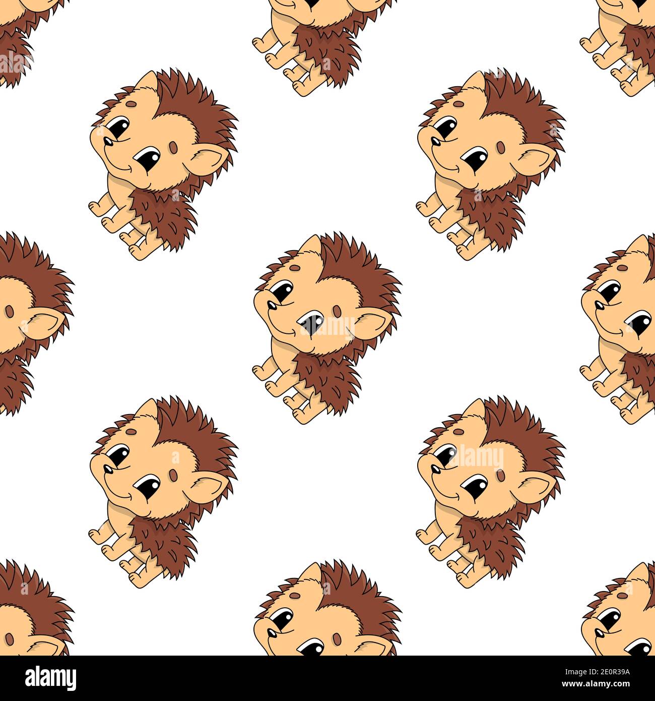 Colored seamless pattern with cute cartoon character. Simple flat ...