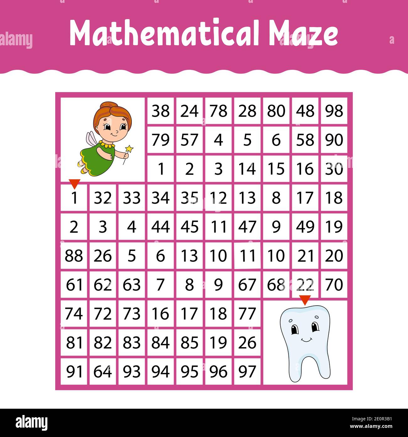 Mathematical maze. Game for kids. Funny labyrinth. Education developing ...
