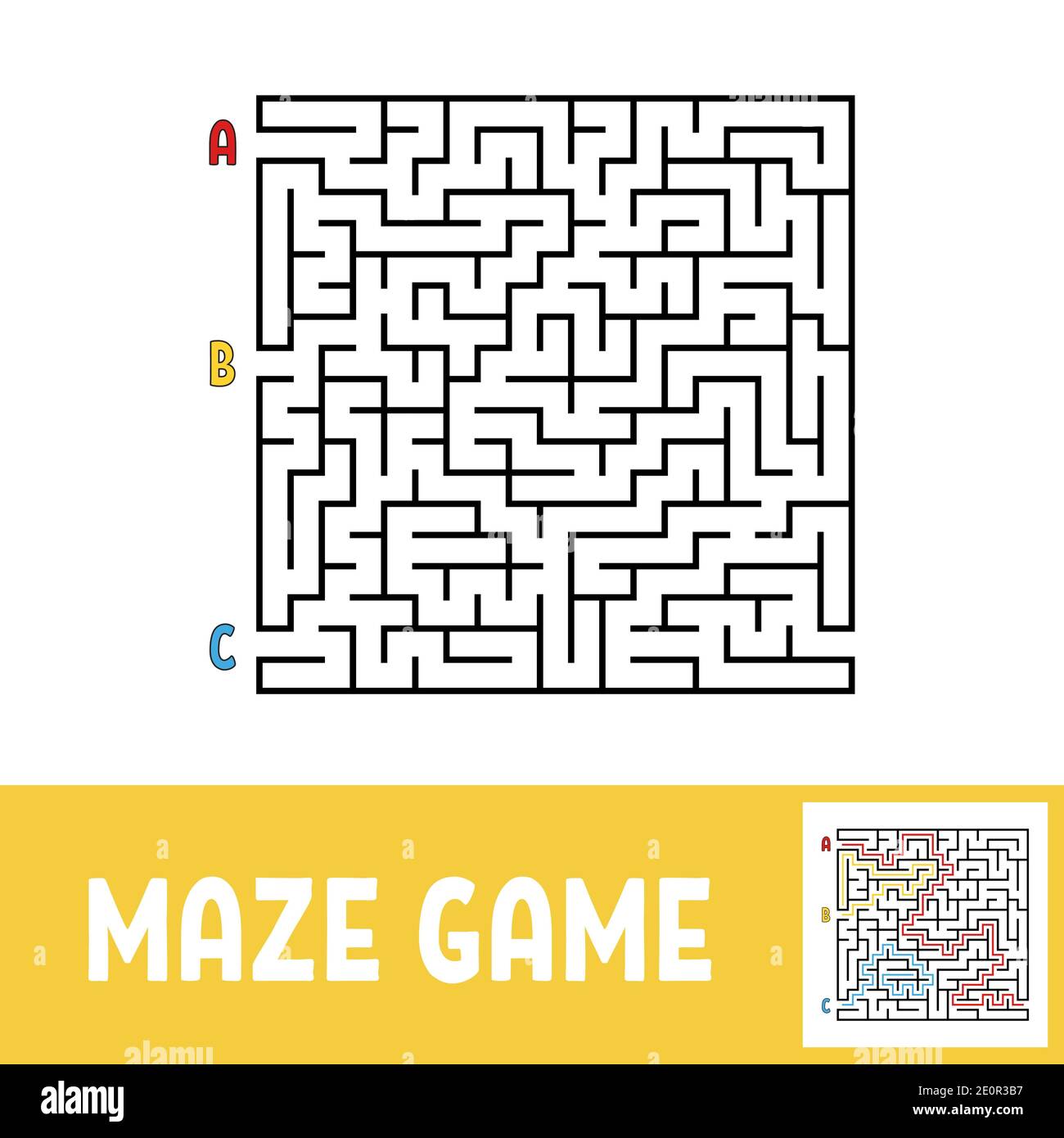 Colored square labyrinth. Game for kids. Puzzle for children. Maze