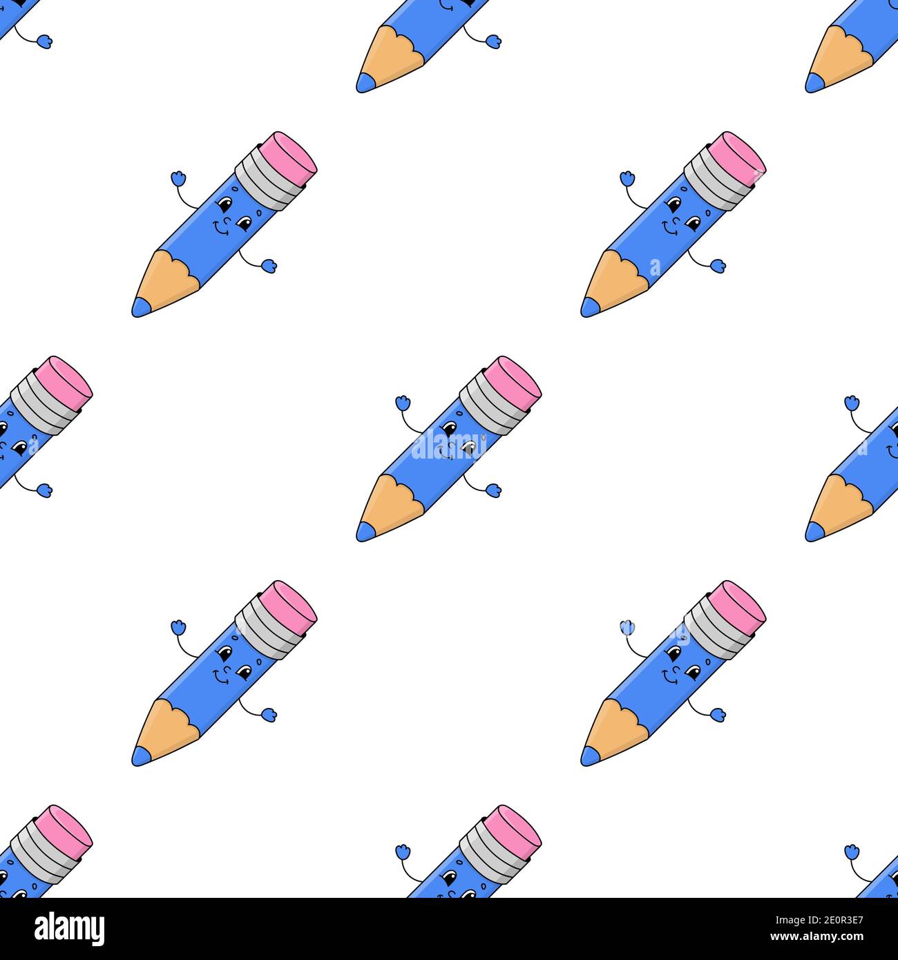 Colored seamless pattern with cute cartoon character. Simple flat ...