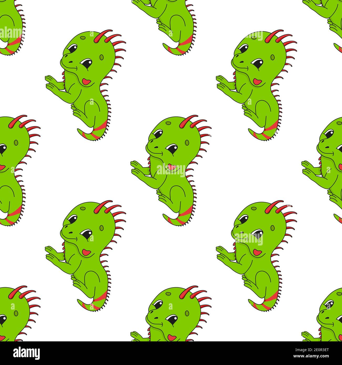 Colored seamless pattern with cute cartoon character. Simple flat ...