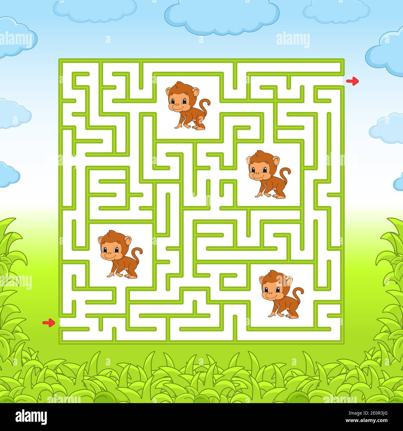 Maze. Game for kids. Funny labyrinth. Education developing worksheet. Activity page. Puzzle for children. Cute cartoon style. Riddle for preschool. Lo Stock Vector