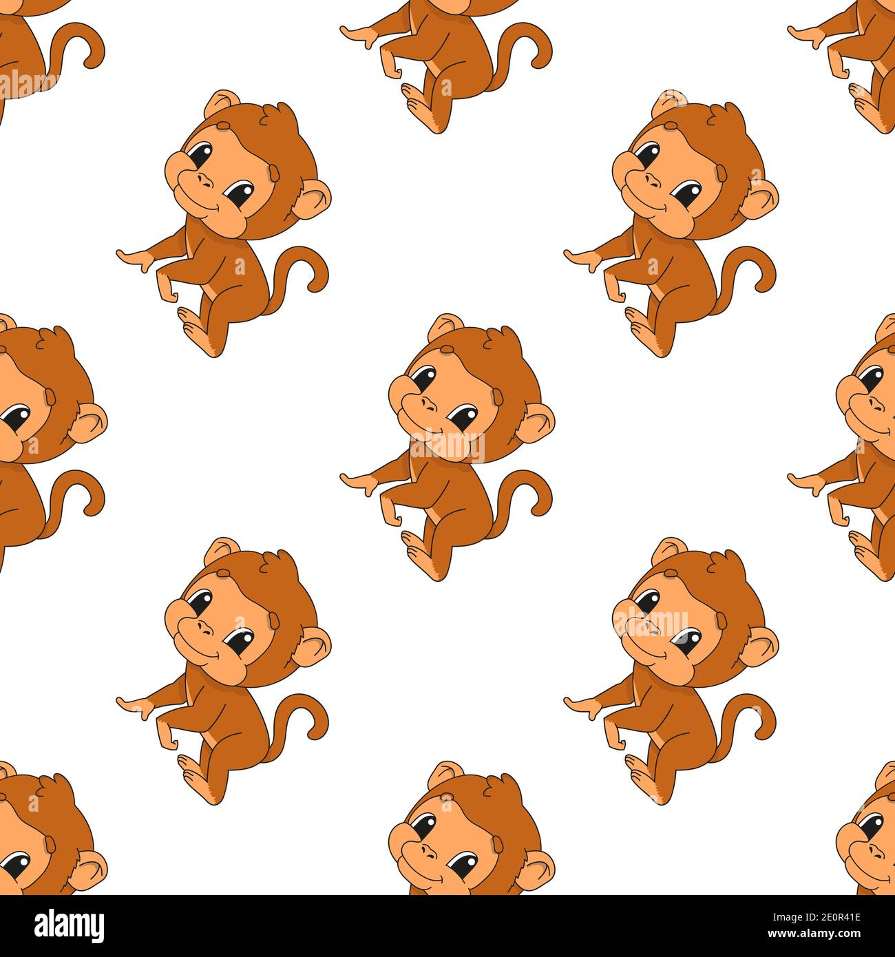 Colored seamless pattern with cute cartoon character. Simple flat ...